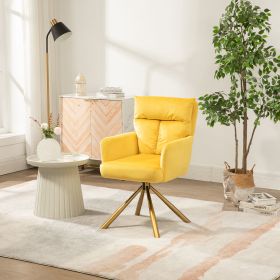 Yellow Velvet Contemporary High-Back Upholstered Swivel Chair