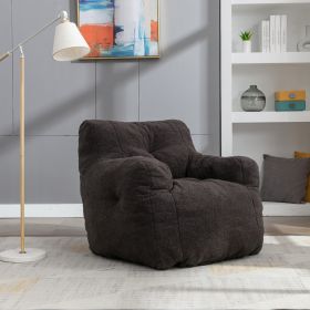 Gray Soft Teddy Fabric Tufted Foam Bean Bag Chair