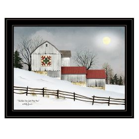 Trendy Decor 4U "Christmas Star Quilt Block Barn" Framed Wall Art,