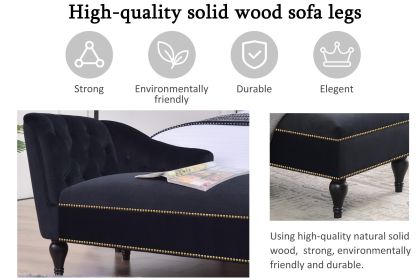 [New+Video] 58''Velvet Chaise Lounge,Button Tufted Right Arm Facing Lounge Chair