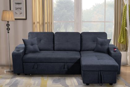 Right-facing sectional sofa with footrest, convertible corner sofa