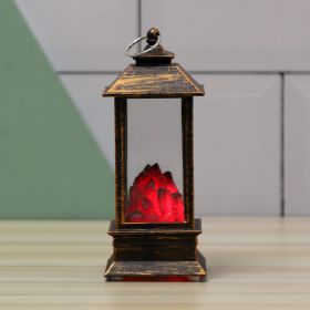 1pc Christmas Lantern Decoration; Vintage Style Hanging Electric Candle (Color: Golden, Black Charcoal Fireplace Small Flame Lamp)