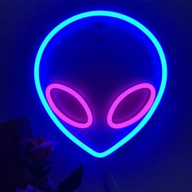 1pc Alien Shape LED Neon Sign, (Color: Inner Yellow And Outer Powder)