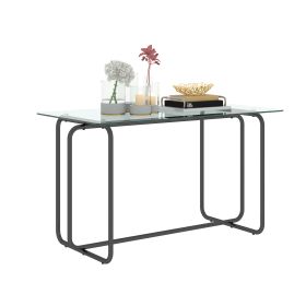 5-piece Rectangle Dining Table Set (Color: Transparent)