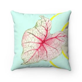 Green Leaf Square Pillow (size: 14" x 14")